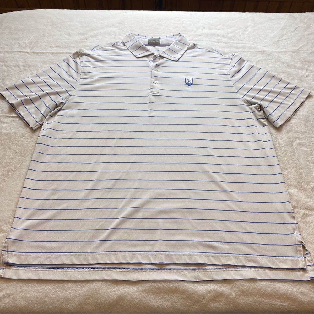 Fennec White Blue Striped Polo Shirt